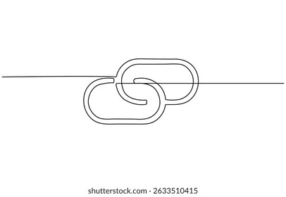 Chain link icon continuous one line drawing, Vector illustration. Chain icon in continuous line drawing style. Line art of chain icon.