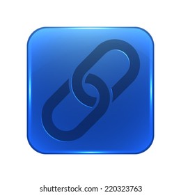 chain link icon - glossy blue button