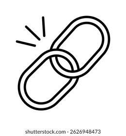 Chain link icon in outline vector style. Represents hyperlink, connection, security, or blockchain technology. 