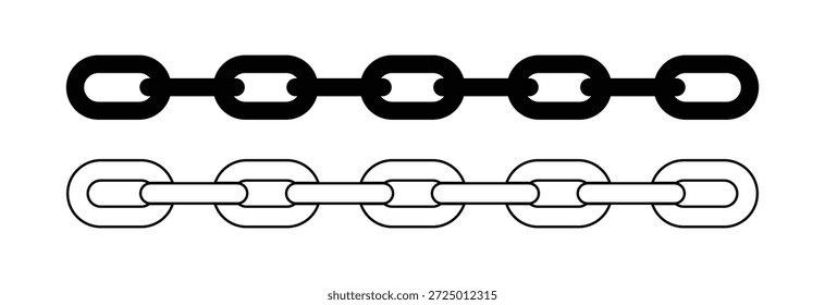 Kettengliedsymbolsatz mit verbundenen Metallgliedern für Verbindung, Festigkeit, Sicherheit, Verbindung und industrielles Befestigungskonzept