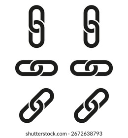 Symbolsatz für Kettenverknüpfungen. Verbindungsdatensymbol. Netzwerksicherheit - Vektor. Illustration zur Unternehmenspartnerschaft. EPS 10.