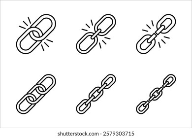chain link icon set, isolated on white background.