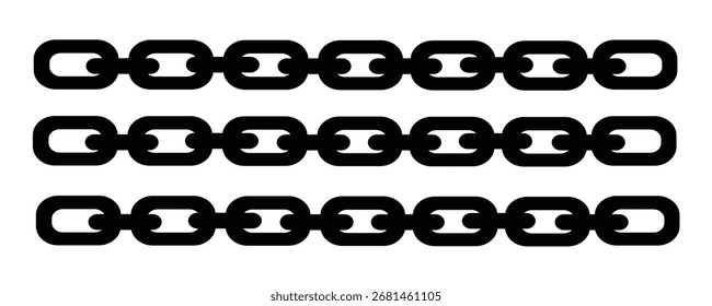 Conjunto de iconos de Enlace de cadena, conjunto de siluetas. Chain - conjunto de patrones de siluetas de forma de cadenas, fondo de textura repetible sin costuras.