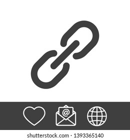 Chain, link icon vector. Link icon. Hyperlink chain symbol. Chain vector symbol. External Link icon isolated. Link Icon Flat Design