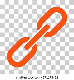 Chain Link icon. Vector illustration style is flat iconic symbol, orange color, transparent background. Designed for web and software interfaces.