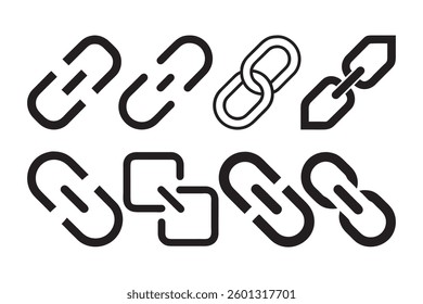 Chain, link icon vector. Link icon, Various Black and White Chain Link Icons