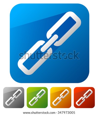 Chain link icons in 5 colors with diagonal shadow.