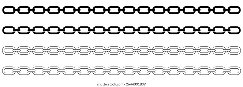 Chain Link Icons Set – Connection, Security, and Strength Symbol Vector Illustration