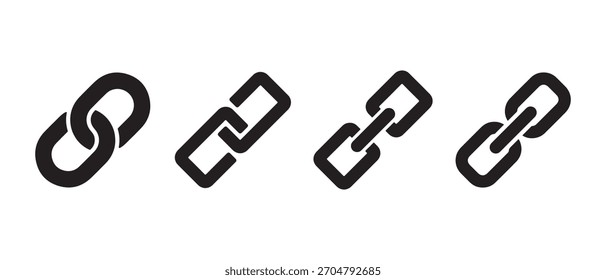 Chain link icons set. connection, hyperlink, and web symbols on white background.