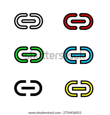 Chain link icons set, connection hyperlink symbols collection. Modern outline link icons vector illustration isolated on white background.