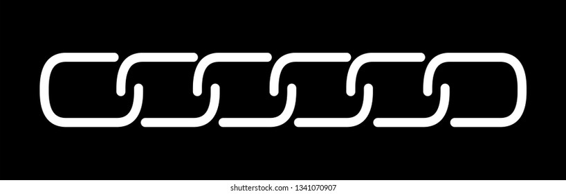 Chain Link Line On Black Background. Black Flat Style Vector Illustration.