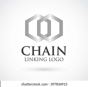 Chain link of metal group abstract vector and logo design or template steel connection business icon of company identity symbol concept