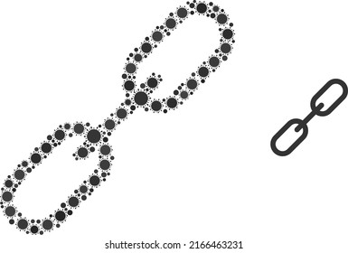 Chain link mosaic icon. Vector collage is organized of scattered virus elements. Virus cell collage chain link icon. Chain link collage for isolation images.