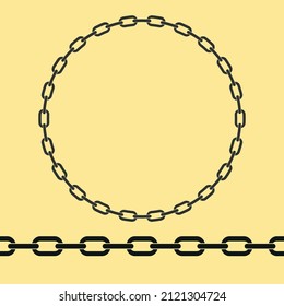 Chain link ring. Decorative circle frame. Vector illustration.