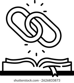 A chain link is shown above an open book
