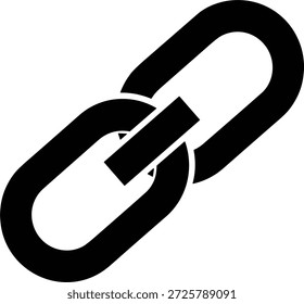 Kettenglied Silhouette Symbol mit ineinander greifenden ovalen Formen für Verbindung, Hyperlink, digitale Schnittstelle, Web-Design, verbindendes Symbol