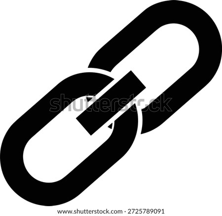 Chain link silhouette icon with interlocked oval shapes for connection, hyperlink, digital interface, web design, linking symbol