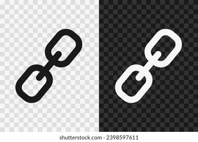 Chain link, silhouette icon, vector glyph sign. Chain link, symbol isolated on dark and light transparent backgrounds.