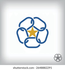 Chain link and star logo. Unique design identity. Geometric flat logo template.