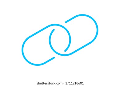 chain link symbol blue for icon, simple hyperlink link chain with line thin style, icon link chain for data ux ui website or mobile application, chain joined symbol for element signal network, vector