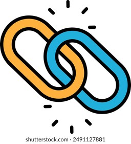 A chain link symbol is shown with a bright light shining on it. The bright light shining on the symbol represents the importance of the connection and the energy that it brings