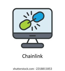 Kettenlink Vector Fill Umriss Icon Design Illustration. Netzwerk- und Kommunikationssymbol auf weißem Hintergrund EPS10-Datei
