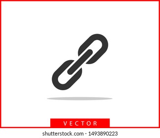 Chain link vector icon. Chainlet element flat design. Concept connection symbol isolated on white background