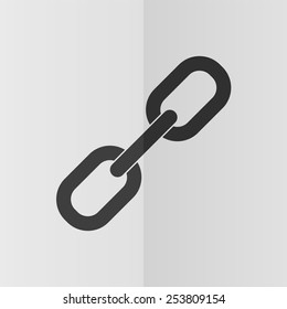 Chain link vector icon. Effect of folded paper. Flat design