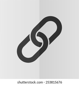 Chain Link Vector Icon. Effect Of Folded Paper. Flat Design