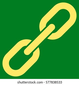 Chain Link vector icon. Flat yellow symbol. Pictogram is isolated on a green background. Designed for web and software interfaces.