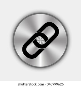 chain link vector icon - round metallic button