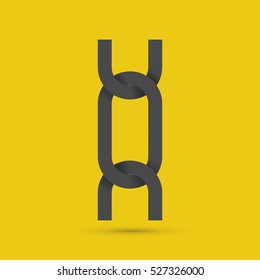Chain links. Icon. Vector illustration EPS 10. Isolated on yellow background.