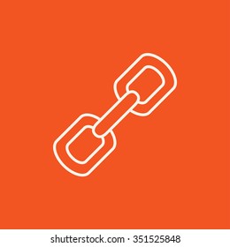 Chain links line icon for web, mobile and infographics. Vector white icon isolated on red background.
