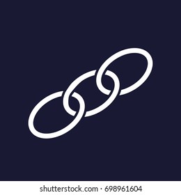 Chain, chain links.  Vector icon on dark blue background. 