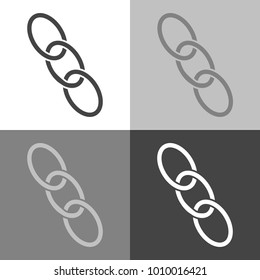 Chain, chain links. Vector chain set  on white-grey-black color