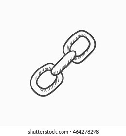 Icono de esbozo vectorial de enlaces de cadena aislado en el fondo. Icono de vínculos de cadena dibujada a mano. Icono de esbozo de enlaces de cadena para infografía, sitio web o aplicación.