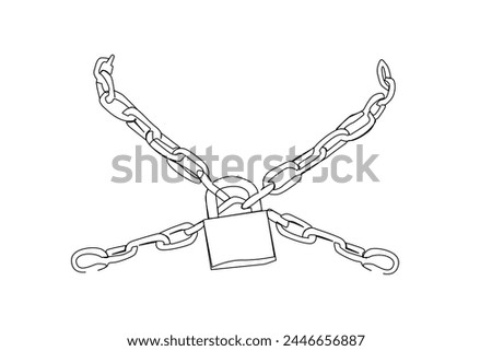 chain lock closed object one line art design vector