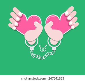 chain lock hand hold heart on valentine day background