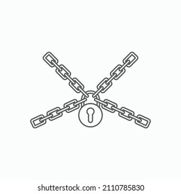 chain with lock icon, lock vector, chain illustration