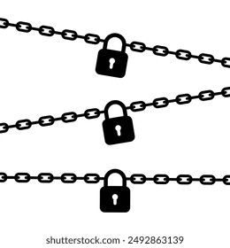 Chain with lock isolated on white background. Concept of protection