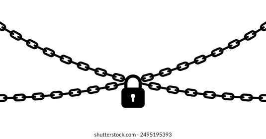 Chain with lock isolated on white background. Concept of protection