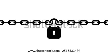 Chain with lock isolated on white background. Concept of protection
