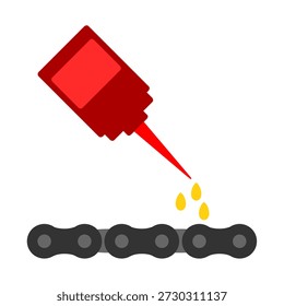 Chain lube clip art vector illustration. Bicycle chain maintenance graphic element printable for education purpose