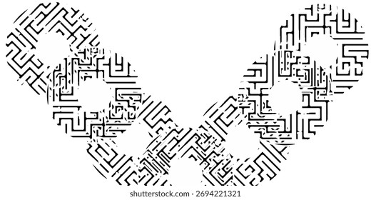 A chain made of maze-like links, creating a complex and interconnected pattern.
