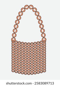 Chain mail bag flat sketch vector mockup template.