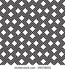 Chain mail of intersecting double rhombuses and lines. Celtic seamless pattern with swatch for filling. Fashion background for web or printing design.