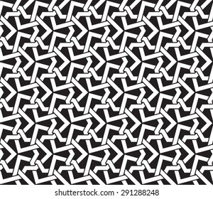 Chain mail of intersecting geometric shapes of lines. Celtic seamless pattern with swatch for filling. Fashion geometric background for web or printing design.
