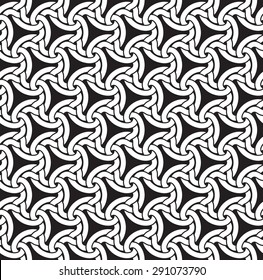 Chain mail of intersecting lines knots. Celtic seamless pattern with swatch for filling. Fashion background for web or printing design.