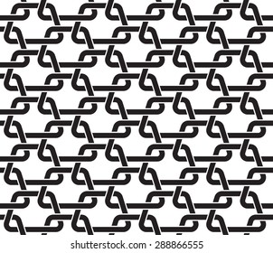 Chain mail of the links in form of trapezes. Celtic seamless pattern with swatch for filling. Fashion geometric background for web and tattoo design.