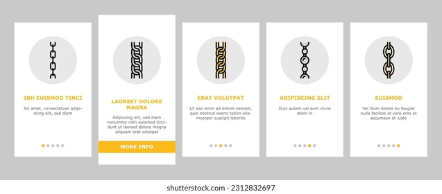 chain metal connection link onboarding mobile vector. steel object, element iron, strong abstract strength, security metallic shiny silver chain metal connection link illustrations